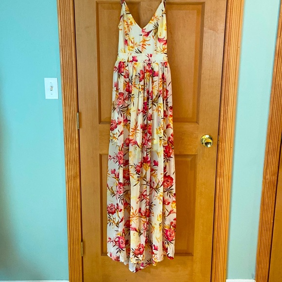 Miss Avenue Ivory Floral Tropical Maxi Dress - Size Small - Picture 6 of 11
